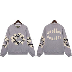 Denim Tears Another Country Cotton Wreath Grey Crewneck Sweatshirt