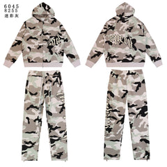 Godspeed Grey Camo Embroidered Zip Hoodie Tracksuit Set