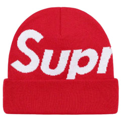 Supreme Big Logo Beanie Fw25 Red Cuffed Knit Winter Hat