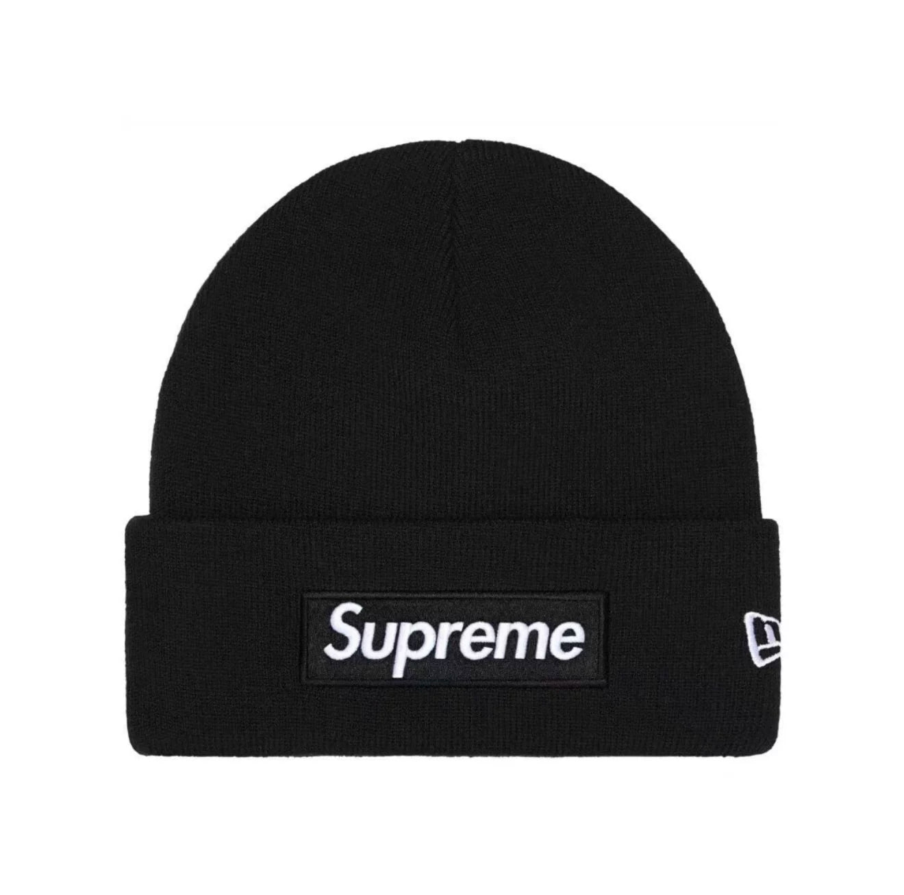 Supreme New Era Box Logo Beanie Fw25 Black Knit Cuffed Hat