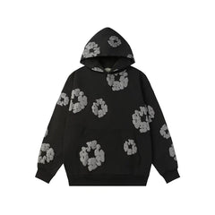 Denim Tears Black Allover Grey Cotton Wreath Pullover Hoodie
