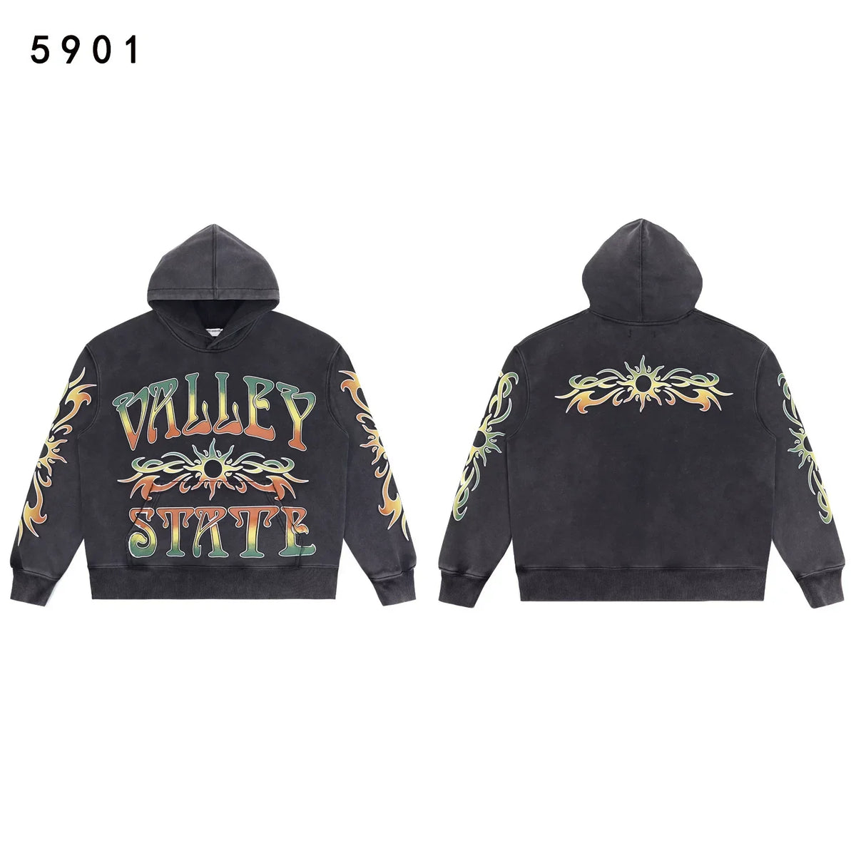 Vale Forever Vintage Black Valley State Tribal Sun Pullover Hoodie