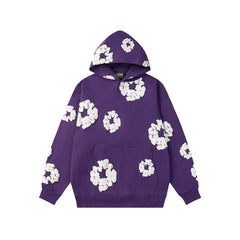 Denim Tears Purple Allover White Cotton Wreath Pullover Hoodie