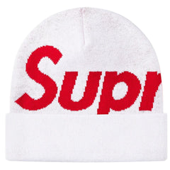Supreme Big Logo Beanie Fw25 White Cuffed Knit Winter Hat