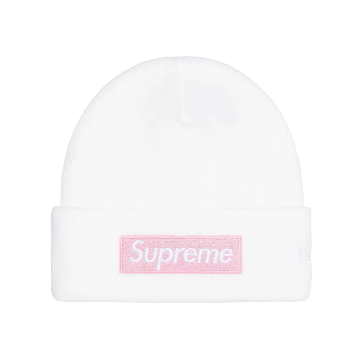 Supreme New Era Box Logo Beanie Fw25 White Knit Cuffed Hat
