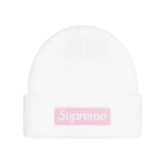 Supreme New Era Box Logo Beanie Fw25 White Knit Cuffed Hat